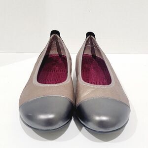 Munro Henlee Women Cap Toe Shimmer Ballet Flats Sz 8 W Taupe Pewter Bronze Shoes